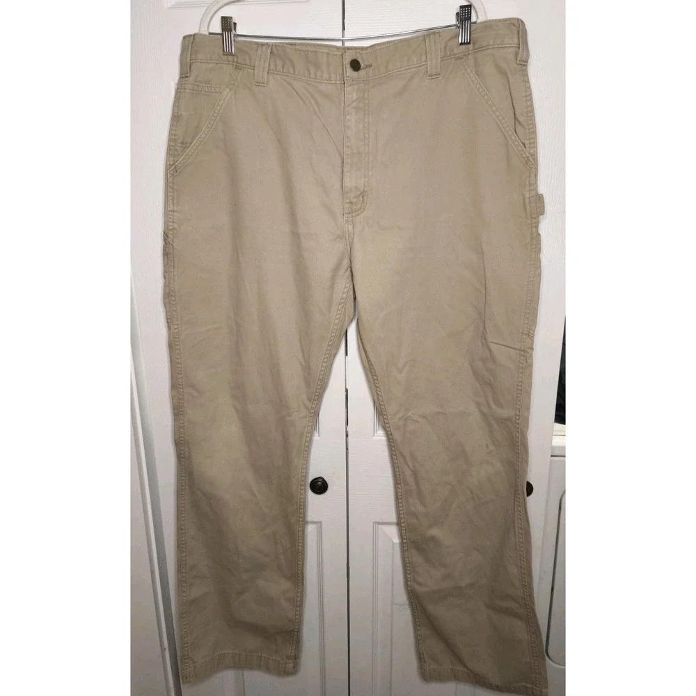 Carhartt‎ Men's 40x34 Relaxed Fit Tan Khaki Carpenter Work Jeans 2865